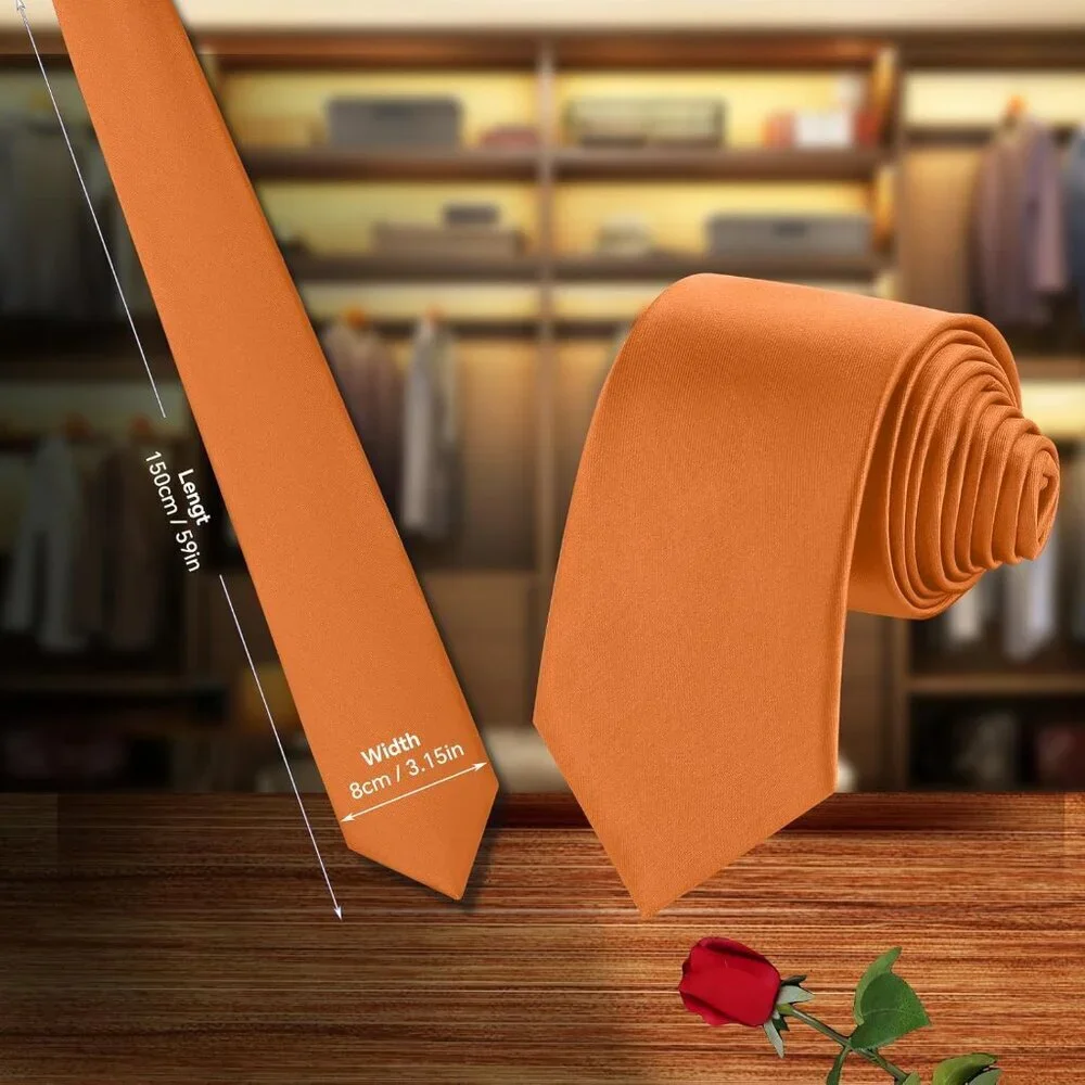 Men's Orange Solid Pure Color Formal 3.15